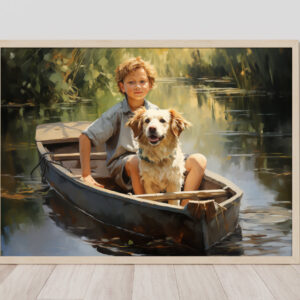 Boy and Dog Wall Art, Bedroom Art, Nursery Art