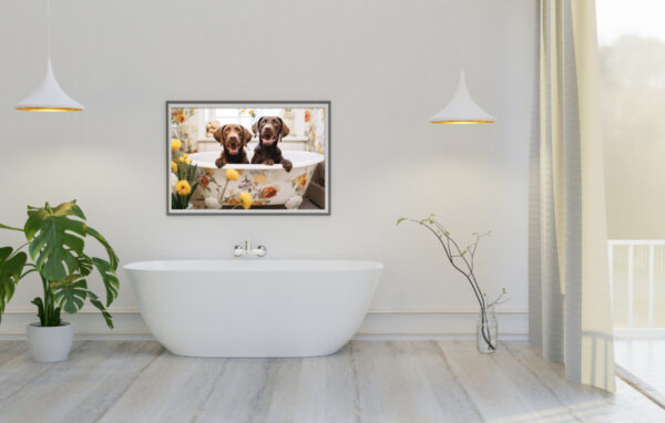 Brown Labrador Puppies in a Bathtub, INSTANT DOWNLOADS, Brown Lab Wall Art, Bathroom Dog Art, Bathroom Decor, White Art - Image 4