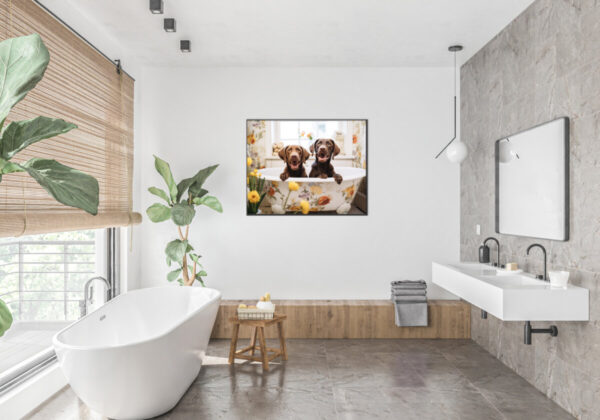 Brown Labrador Puppies in a Bathtub, INSTANT DOWNLOADS, Brown Lab Wall Art, Bathroom Dog Art, Bathroom Decor, White Art - Image 5