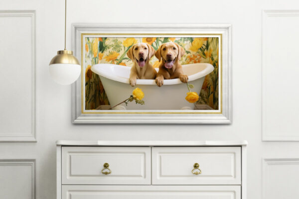 Brown Labrador Puppies in a Bathtub, INSTANT DOWNLOADS, Brown Lab Wall Art, Bathroom Dog Art, Bathroom Decor, Yellow Art - Image 2