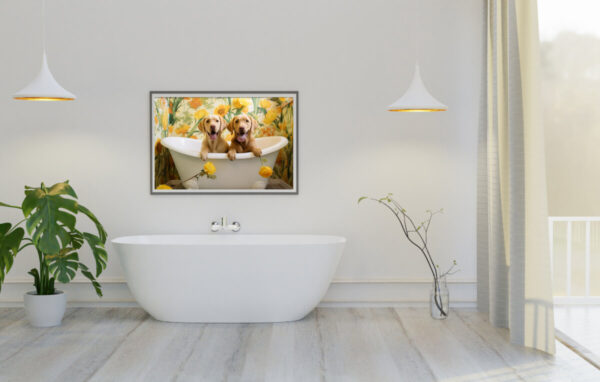 Brown Labrador Puppies in a Bathtub, INSTANT DOWNLOADS, Brown Lab Wall Art, Bathroom Dog Art, Bathroom Decor, Yellow Art - Image 4