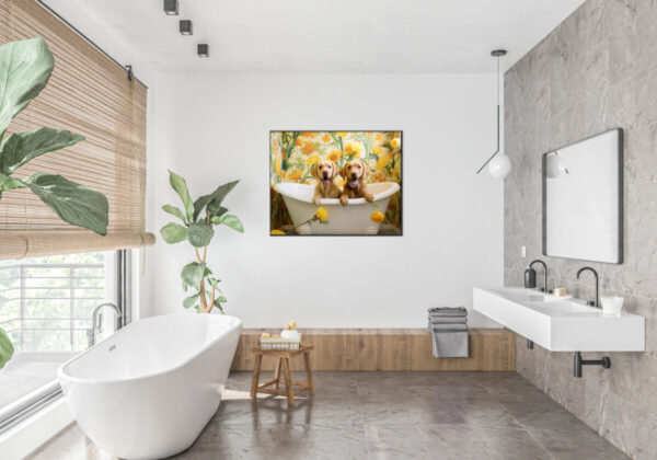 Brown Labrador Puppies in a Bathtub, INSTANT DOWNLOADS, Brown Lab Wall Art, Bathroom Dog Art, Bathroom Decor, Yellow Art - Image 5