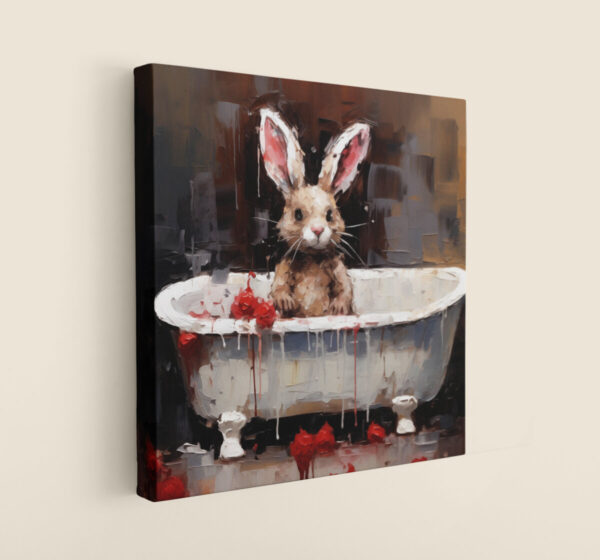 Bunny in Tub CANVAS ART | Bunny Canvas Art, Artful Canvas Art, Gifted Bunny Art, Wallarte, Colorful Bunny Art, Canvas