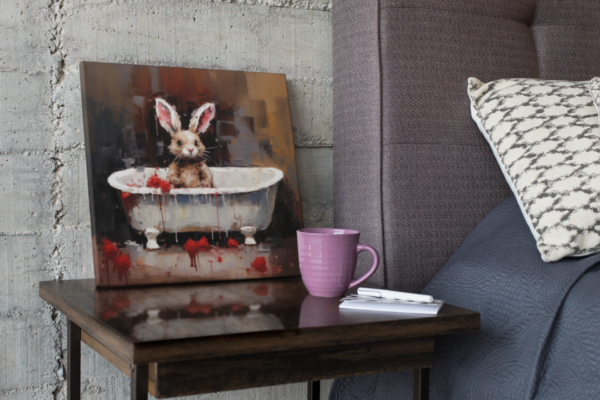 Bunny in Tub CANVAS ART | Bunny Canvas Art, Artful Canvas Art, Gifted Bunny Art, Wallarte, Colorful Bunny Art, Canvas - Image 4