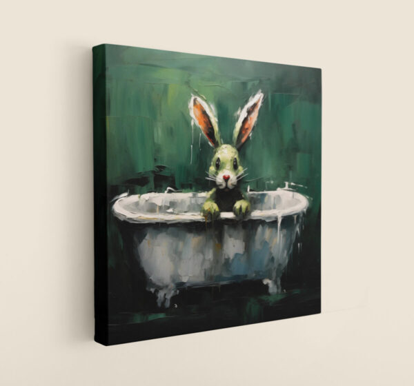 Bunny in Tub CANVAS ART | Bunny Canvas Art, Artful Canvas, Gifted Bunny Art, Colorful Bunny Art, Canvas Artful Wallart