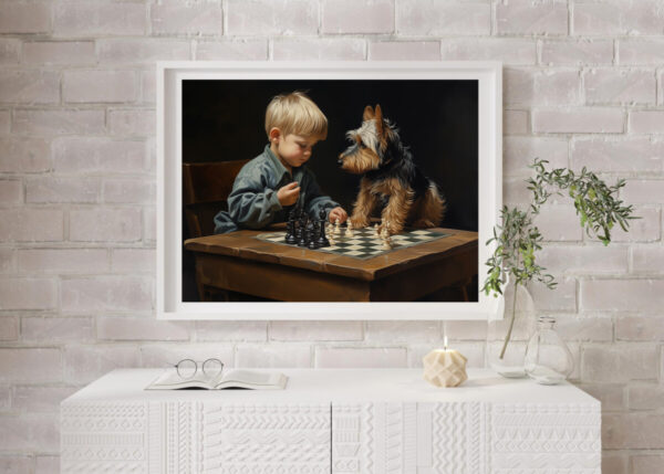 Boy and Dog Wall Art, Nursery Art