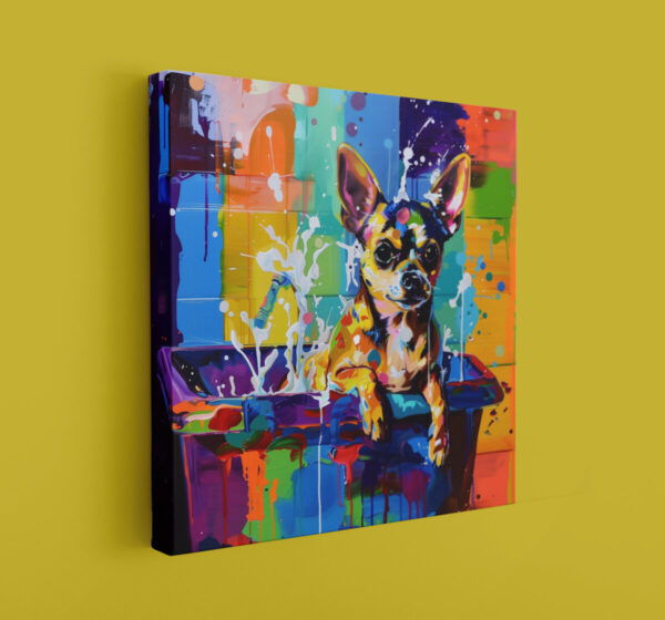 Chihuahua in Tub CANVAS ART | Dog Canvas Art, Artful Canvas Art, Gifted Dog Art, Colorful Dog Art, Canvas Artful Wallart - Image 6