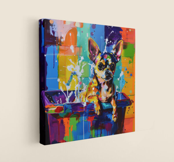 Chihuahua in Tub CANVAS ART | Dog Canvas Art, Artful Canvas Art, Gifted Dog Art, Colorful Dog Art, Canvas Artful Wallart