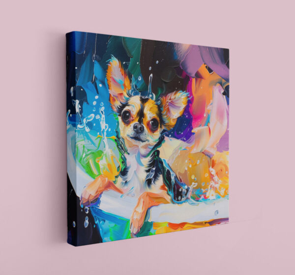 Chihuahua in Tub CANVAS ART | Dog Canvas Art, Artful Canvas Art, Gifted Dog Art, Colorful Dog Art, Canvas Artful Wallart - Image 5