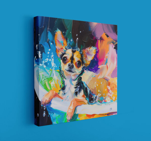 Chihuahua in Tub CANVAS ART | Dog Canvas Art, Artful Canvas Art, Gifted Dog Art, Colorful Dog Art, Canvas Artful Wallart - Image 4