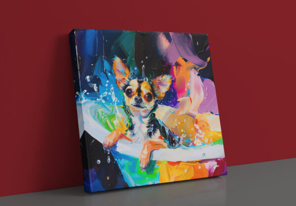 Chihuahua in Tub CANVAS ART | Dog Canvas Art, Artful Canvas Art, Gifted Dog Art, Colorful Dog Art, Canvas Artful Wallart - Image 6