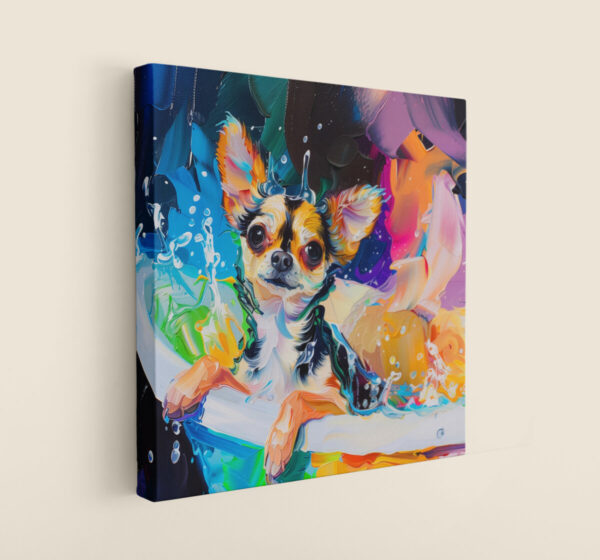 Chihuahua in Tub CANVAS ART | Dog Canvas Art, Artful Canvas Art, Gifted Dog Art, Colorful Dog Art, Canvas Artful Wallart