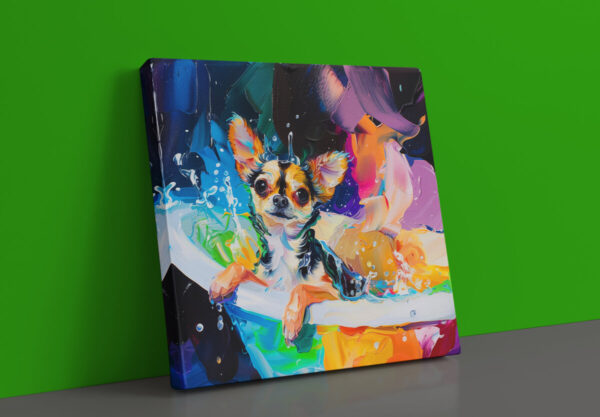 Chihuahua in Tub CANVAS ART | Dog Canvas Art, Artful Canvas Art, Gifted Dog Art, Colorful Dog Art, Canvas Artful Wallart - Image 3