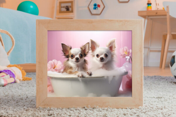 Chihuahuas in a Bathtub, INSTANT DOWNLOADS, Chihuahuas Wall Art, Bathroom Dog Art, Bathroom Decor, Dog Art - Image 3