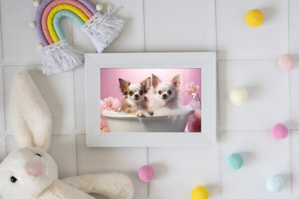 Chihuahuas in a Bathtub, INSTANT DOWNLOADS, Chihuahuas Wall Art, Bathroom Dog Art, Bathroom Decor, Dog Art - Image 2