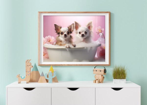 Chihuahuas in a Bathtub, INSTANT DOWNLOADS, Chihuahuas Wall Art, Bathroom Dog Art, Bathroom Decor, Dog Art - Image 4