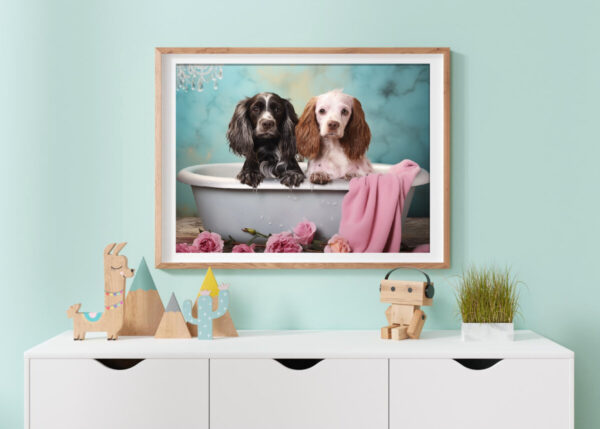 Cocker Spaniels in a Bathtub, INSTANT DOWNLOADS, Cocker Spaniels Wall Art, Bathroom Dog Art, Bathroom Decor, Dog Art - Image 4