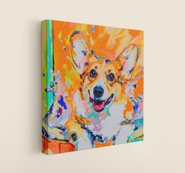 Corgi in Tub CANVAS ART | Dog Canvas Art, Artful Canvas Art, Gifted Dog Art, Colorful Dog Art, Canvas Artful Wallart