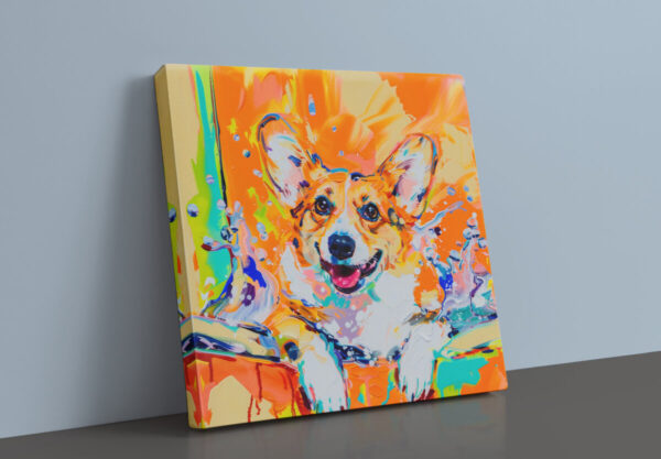 Corgi in Tub CANVAS ART | Dog Canvas Art, Artful Canvas Art, Gifted Dog Art, Colorful Dog Art, Canvas Artful Wallart - Image 7