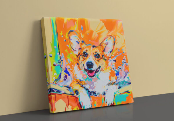 Corgi in Tub CANVAS ART | Dog Canvas Art, Artful Canvas Art, Gifted Dog Art, Colorful Dog Art, Canvas Artful Wallart - Image 2