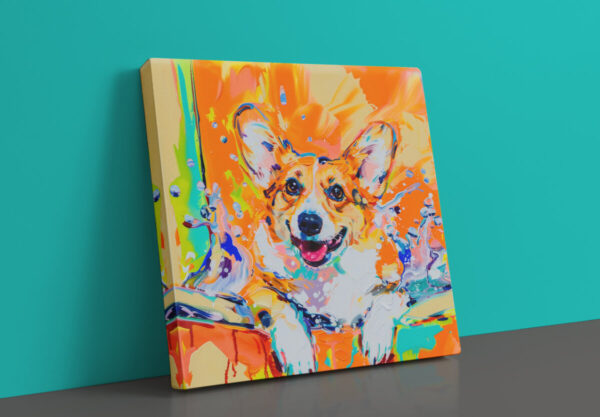 Corgi in Tub CANVAS ART | Dog Canvas Art, Artful Canvas Art, Gifted Dog Art, Colorful Dog Art, Canvas Artful Wallart - Image 6