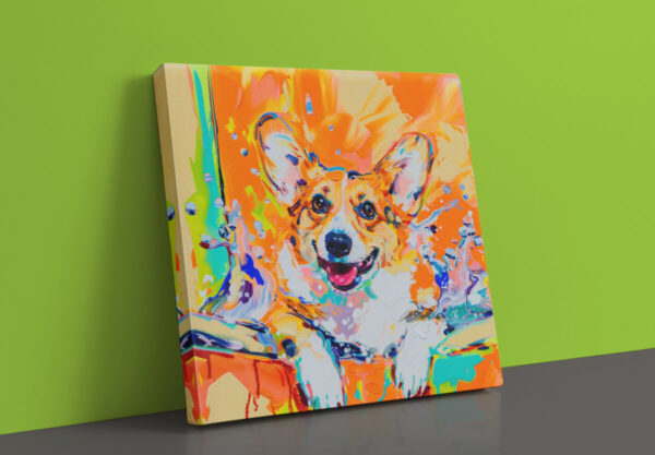 Corgi in Tub CANVAS ART | Dog Canvas Art, Artful Canvas Art, Gifted Dog Art, Colorful Dog Art, Canvas Artful Wallart - Image 5