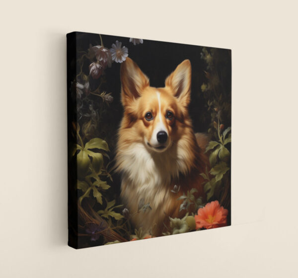 Pembroke Welsh Corgi Square CANVAS ART Dark Cottagecore Dog Canvas Artful Dog Art Gift Wallart