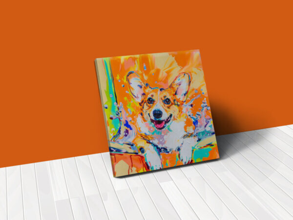 Corgi in Tub CANVAS ART | Dog Canvas Art, Artful Canvas Art, Gifted Dog Art, Colorful Dog Art, Canvas Artful Wallart - Image 4