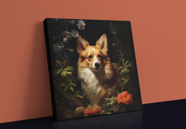 Pembroke Welsh Corgi Square CANVAS ART Dark Cottagecore Dog Canvas Artful Dog Art Gift Wallart - Image 2