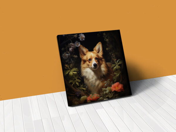 Pembroke Welsh Corgi Square CANVAS ART Dark Cottagecore Dog Canvas Artful Dog Art Gift Wallart - Image 4