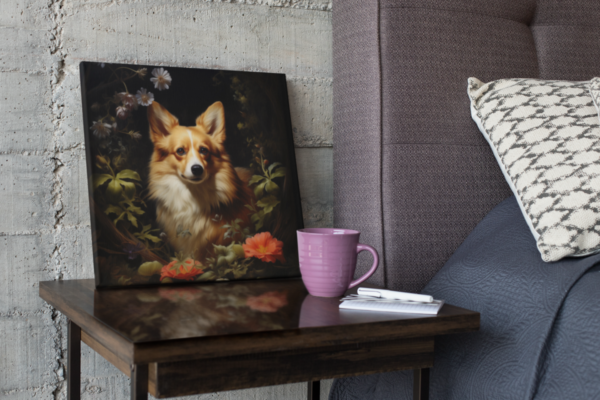 Pembroke Welsh Corgi Square CANVAS ART Dark Cottagecore Dog Canvas Artful Dog Art Gift Wallart - Image 6