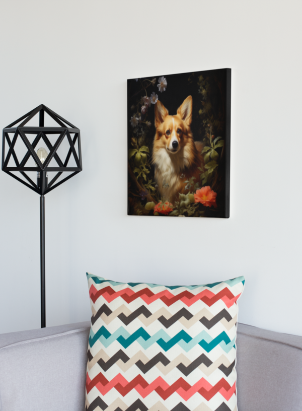 Pembroke Welsh Corgi Square CANVAS ART Dark Cottagecore Dog Canvas Artful Dog Art Gift Wallart - Image 8