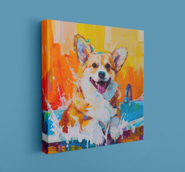 Corgi in Tub CANVAS ART | Dog Canvas Art, Artful Canvas Art, Gifted Dog Art, Colorful Dog Art, Canvas Artful Wallart - Image 9