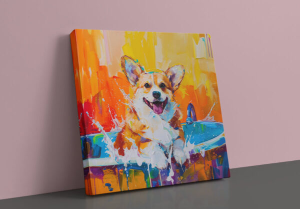 Corgi in Tub CANVAS ART | Dog Canvas Art, Artful Canvas Art, Gifted Dog Art, Colorful Dog Art, Canvas Artful Wallart - Image 6