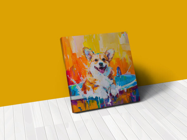 Corgi in Tub CANVAS ART | Dog Canvas Art, Artful Canvas Art, Gifted Dog Art, Colorful Dog Art, Canvas Artful Wallart - Image 5