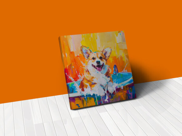 Corgi in Tub CANVAS ART | Dog Canvas Art, Artful Canvas Art, Gifted Dog Art, Colorful Dog Art, Canvas Artful Wallart - Image 3