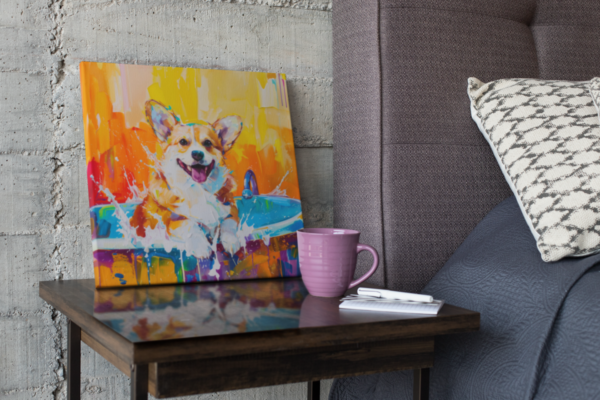 Corgi in Tub CANVAS ART | Dog Canvas Art, Artful Canvas Art, Gifted Dog Art, Colorful Dog Art, Canvas Artful Wallart - Image 7