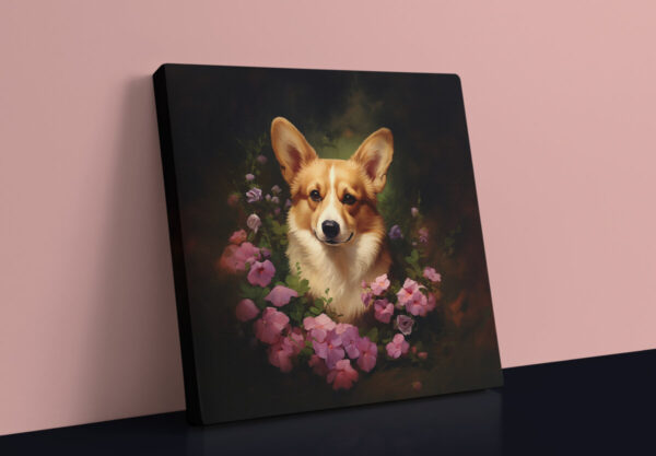 Pembroke Welsh Corgi Square CANVAS ART Dark Cottagecore Dog Canvas  Art, Dog Art Gift, Dog Wallart - Image 5