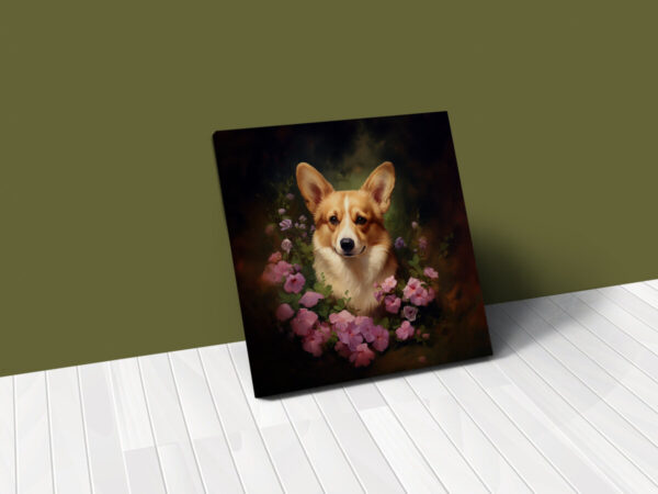 Pembroke Welsh Corgi Square CANVAS ART Dark Cottagecore Dog Canvas  Art, Dog Art Gift, Dog Wallart - Image 2