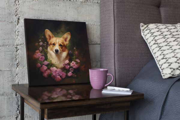 Pembroke Welsh Corgi Square CANVAS ART Dark Cottagecore Dog Canvas  Art, Dog Art Gift, Dog Wallart - Image 4