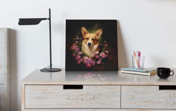 Pembroke Welsh Corgi Square CANVAS ART Dark Cottagecore Dog Canvas  Art, Dog Art Gift, Dog Wallart - Image 3