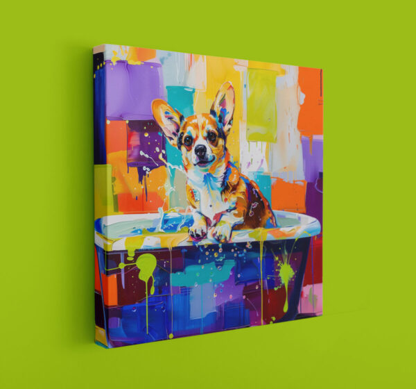 Corgis in Tub CANVAS ART | Dog Canvas Art, Artful Canvas Art, Gifted Dog Art, Colorful Dog Art, Canvas Artful Wallart - Image 3