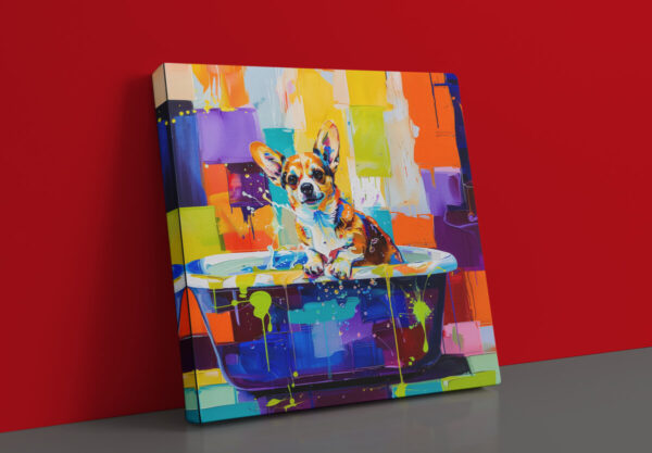 Corgis in Tub CANVAS ART | Dog Canvas Art, Artful Canvas Art, Gifted Dog Art, Colorful Dog Art, Canvas Artful Wallart - Image 4