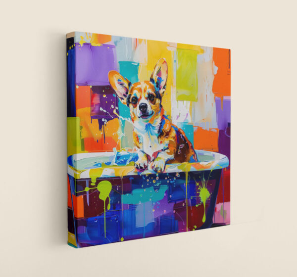 Corgis in Tub CANVAS ART | Dog Canvas Art, Artful Canvas Art, Gifted Dog Art, Colorful Dog Art, Canvas Artful Wallart