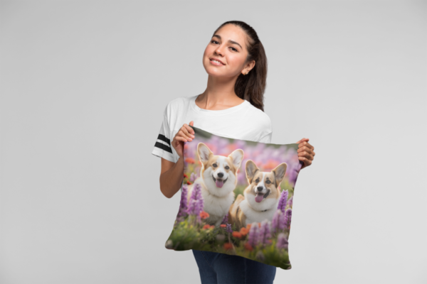 Corgis Pillow, Corgi Gift, Bedroom Decor, Corgi Home Decore, Corgi Pillow, Corgi decor, Spun Polyester Square Pillow - Image 3