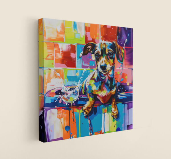 Dachshund in Tub CANVAS ART | Dog Canvas Art, Artful Canvas Art, Gifted Dog Art, Colorful Dog Art, Canvas Artful Wallart