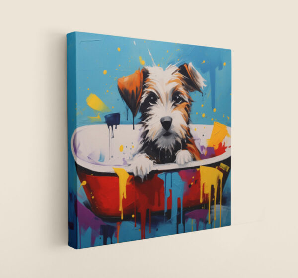 Dog in Tub CANVAS ART | Dog Canvas Art, Artful Canvas Art, Gifted Dog Art, Colorful Dog Art, Canvas Artful Wallart