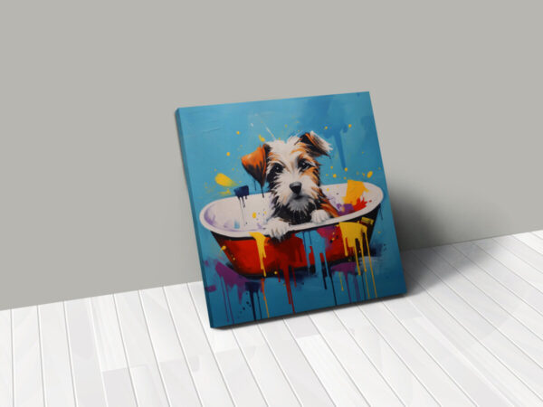 Dog in Tub CANVAS ART | Dog Canvas Art, Artful Canvas Art, Gifted Dog Art, Colorful Dog Art, Canvas Artful Wallart - Image 2