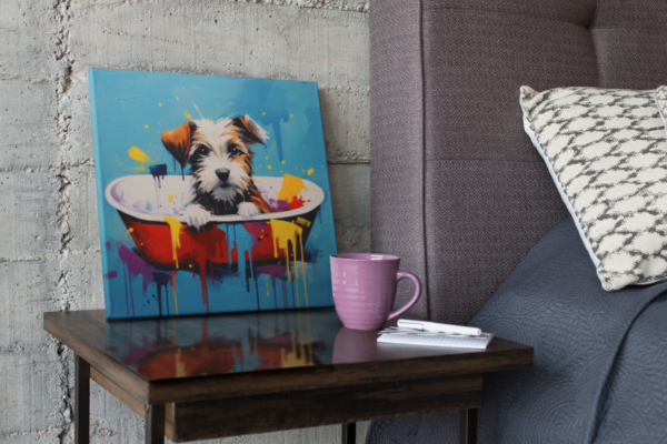 Dog in Tub CANVAS ART | Dog Canvas Art, Artful Canvas Art, Gifted Dog Art, Colorful Dog Art, Canvas Artful Wallart - Image 3