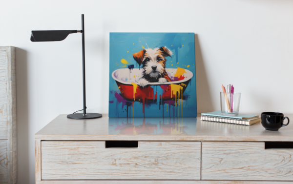 Dog in Tub CANVAS ART | Dog Canvas Art, Artful Canvas Art, Gifted Dog Art, Colorful Dog Art, Canvas Artful Wallart - Image 4